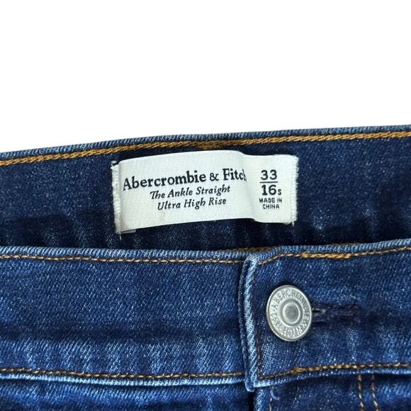 Women's Size 16S Abercrombie & Fitch Ankle Straight Ultra High Rise Dark Jeans - Picture 3 of 6
